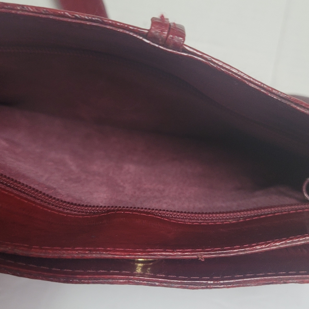 VINTAGE Elegant Red EEL SKIN Leather Made In Korea Shoulder Bag - Picture 10 of 16